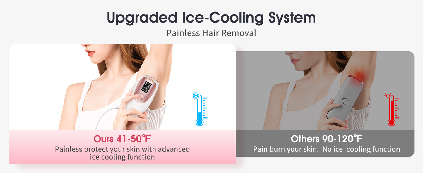 Laser Hair Removal IPL 999900 flashes with Ice-Cooling for Painless & Long-Lasting Result Safe At-Home 18.5J Hair Remover Device