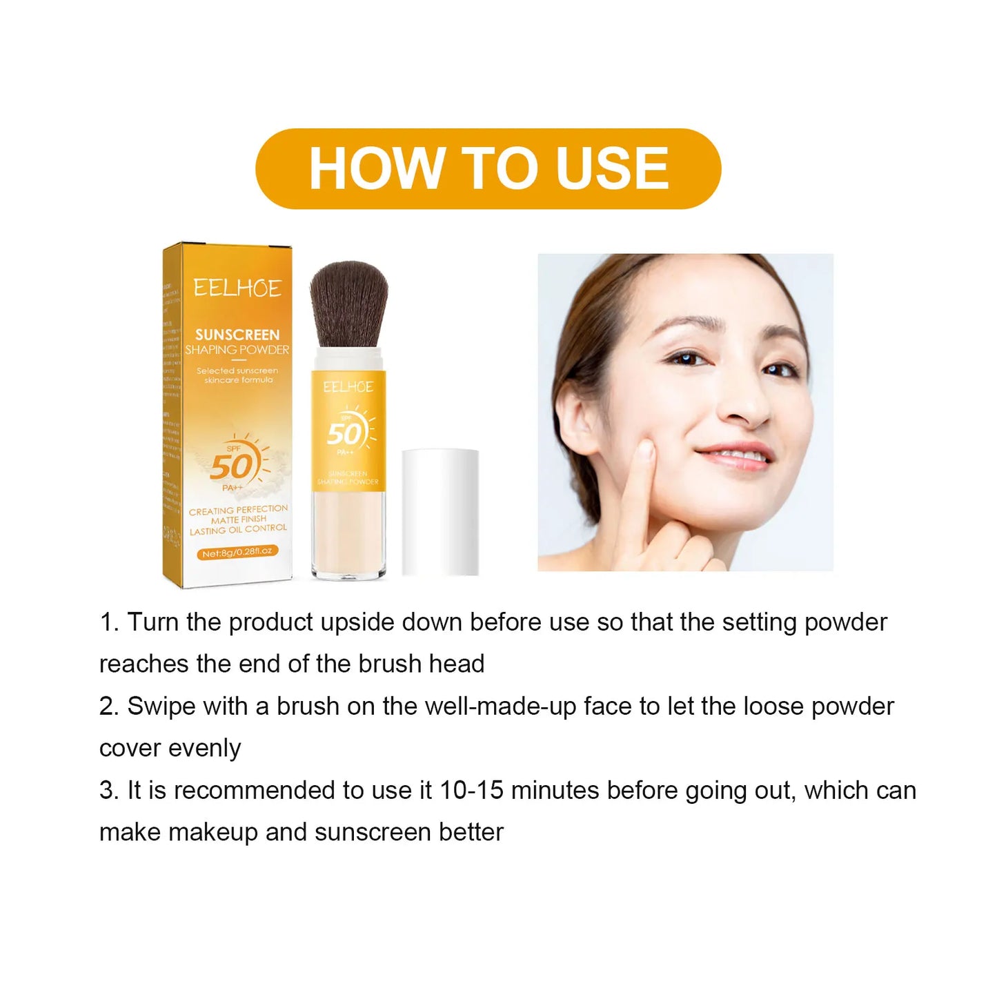Spf50 Sunscreen Loose Powder Makeup Setting Matte Face Waterproof Invisible Pores Lasting Sunblock Setting Powder