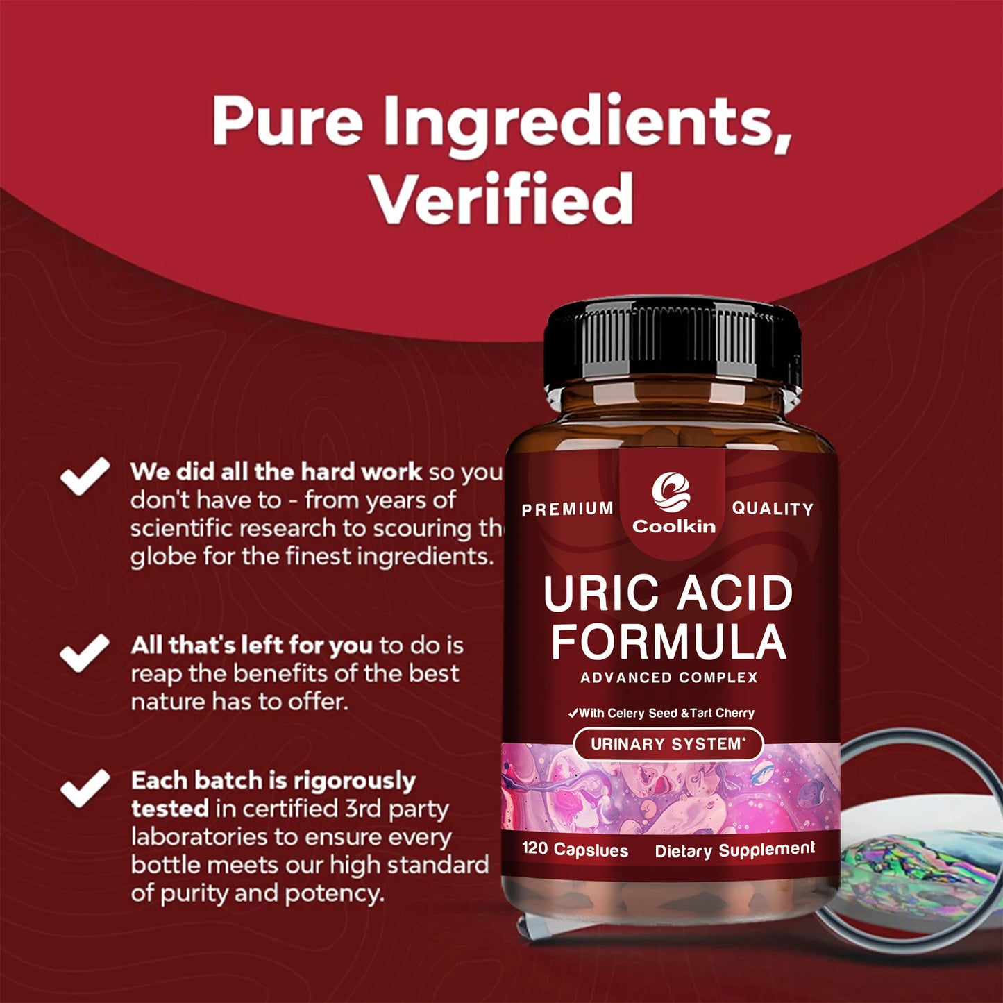 Uric Acid Cleanse Capsules - with Tart Cherries, Celery - Kidney Cleansing, Uric Acid Cleansing, Joint Health - 120 Capsules