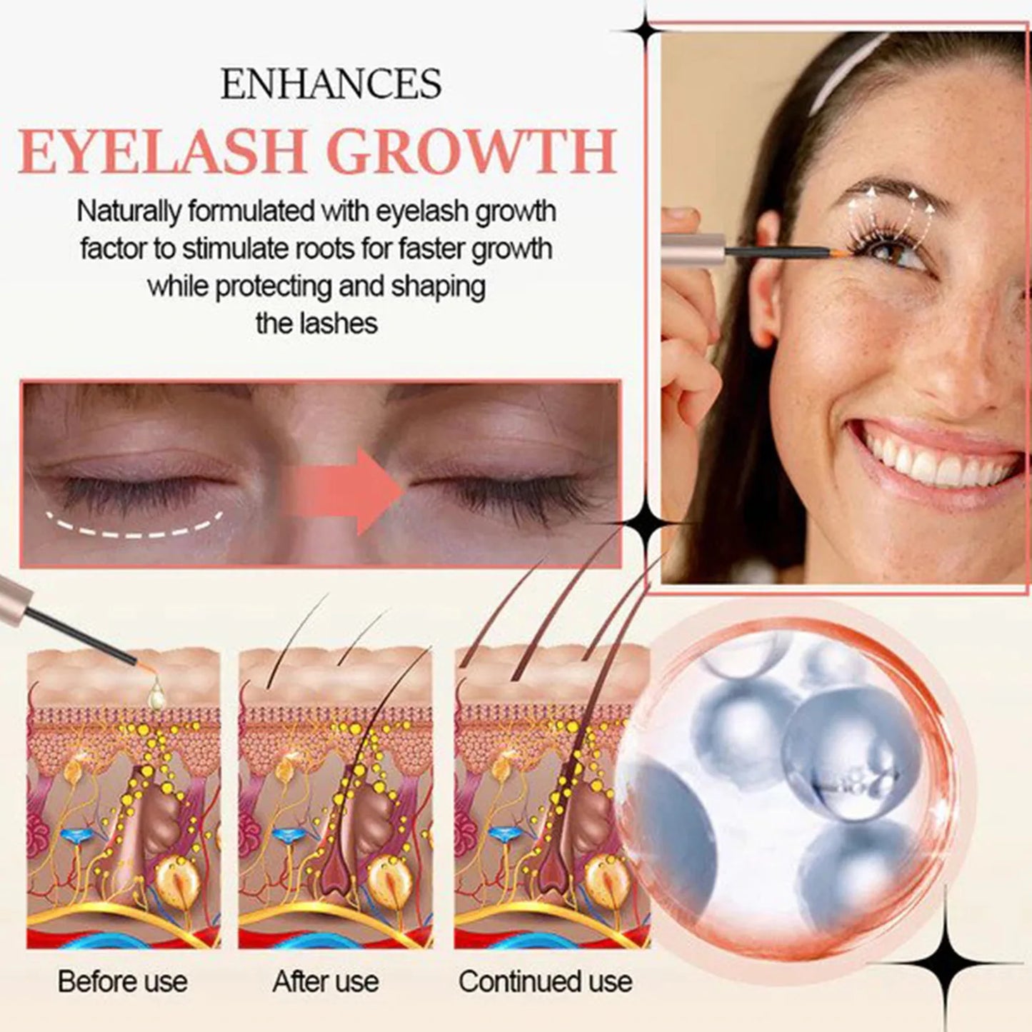 Eyelash Growth Serum Strengthen Eye Lash Curl Lengthening Makeup Enhancer Lash Eyebrow Fuller Thicken Eyelash Serum