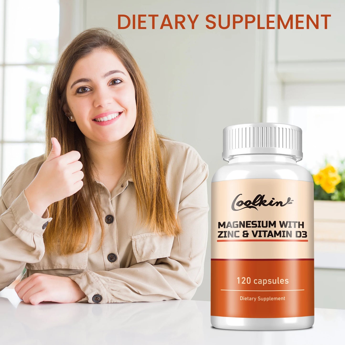 Magnesium with Zinc & Vitamin D3 - for Sleep, Bone, Heart, Immune Support, Relieve Stress and Improve Mood - 120 Capsules