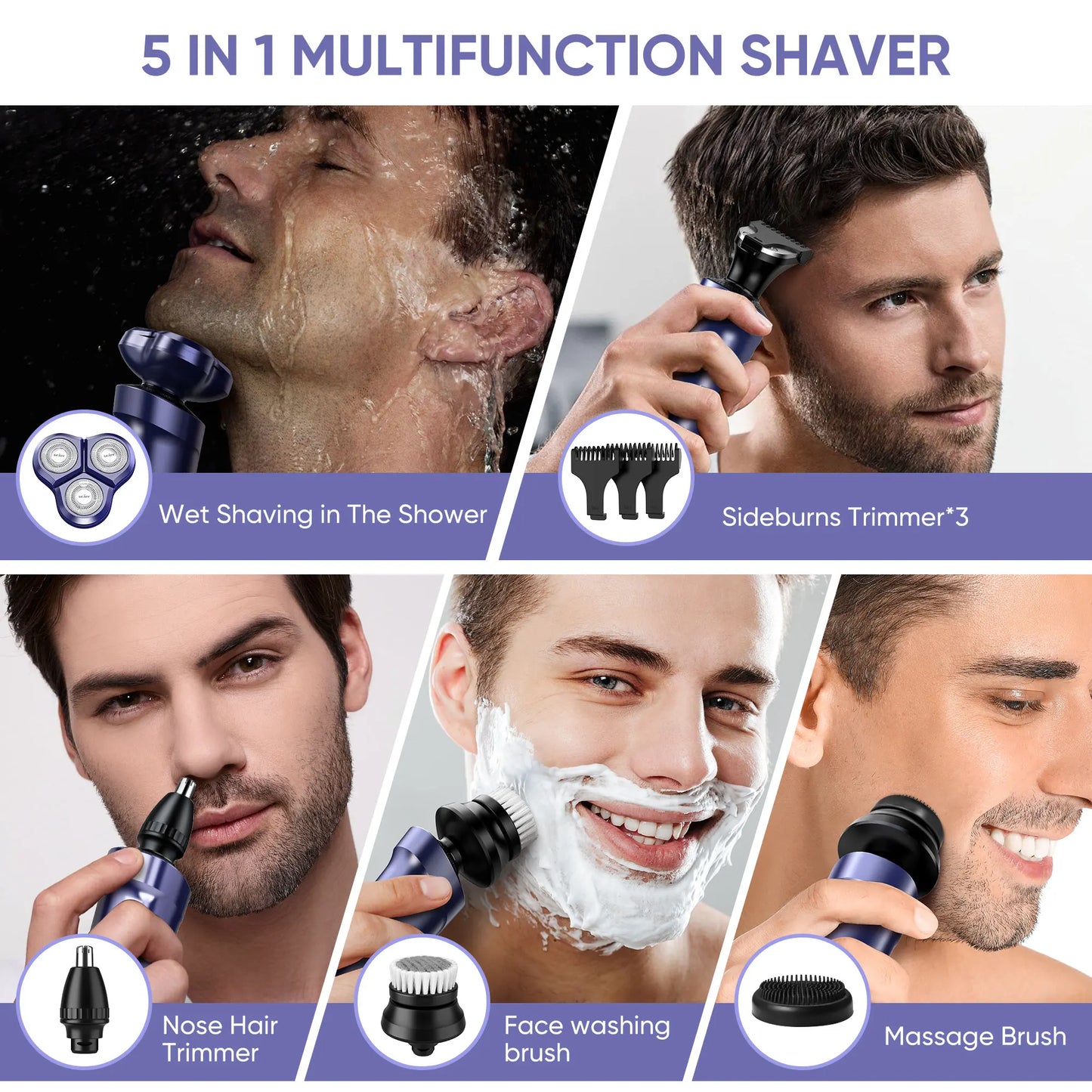 Men's Grooming Kit Electric Beard Trimmer Cordless Razor Hair Clippers Rechargeable Nose Trimmer