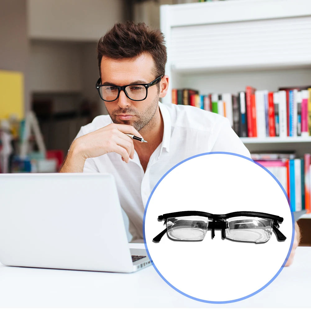 Focus Adjustable Glasses Multifunction Flexible Diopter Control Eyeglasses Universal Zoom Eyeglasses for Men Women