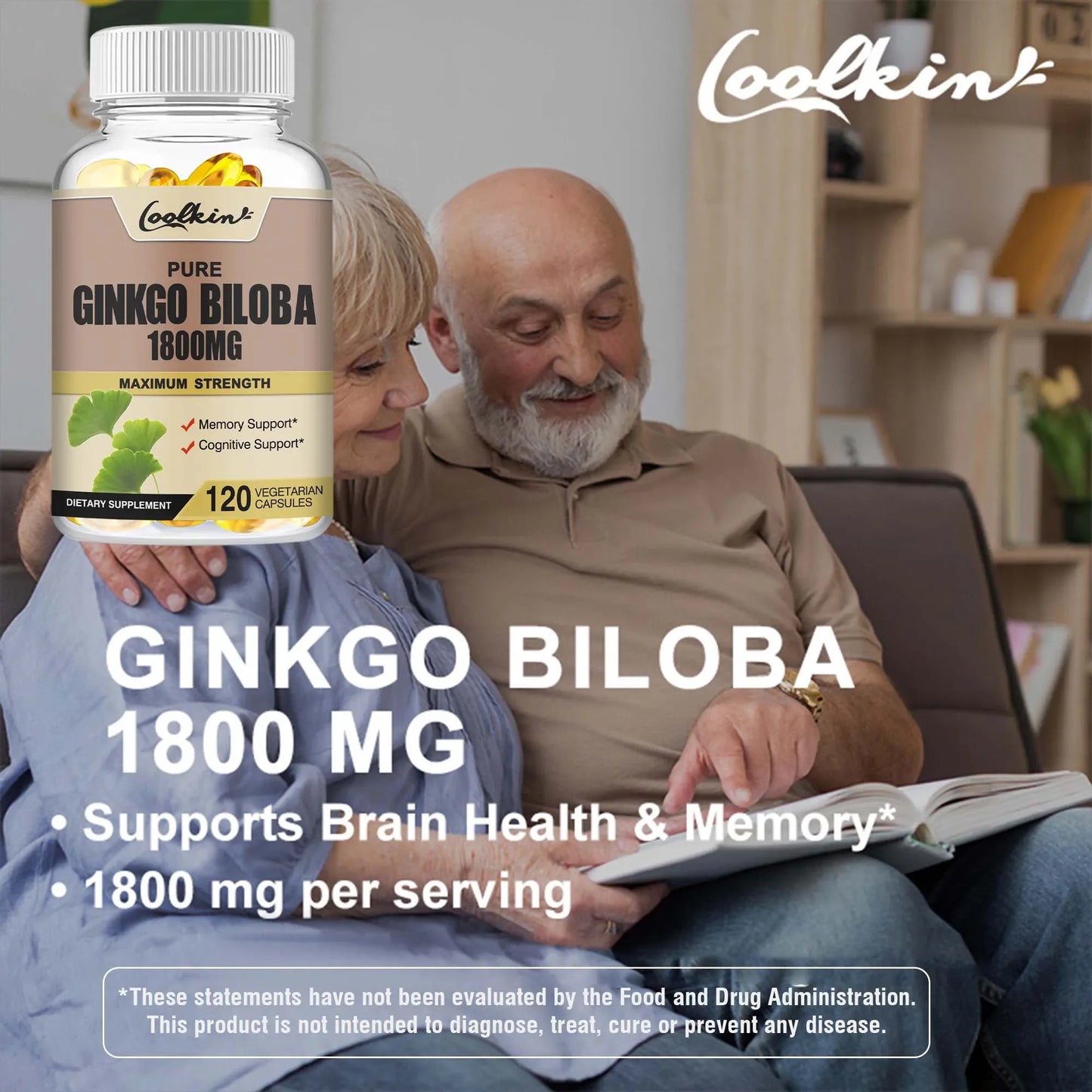 Ginkgo Biloba Leaf Extract - Promotes Brain Health, Enhances Memory and Cognition, Improves Mental Alertness - 120 Capsules