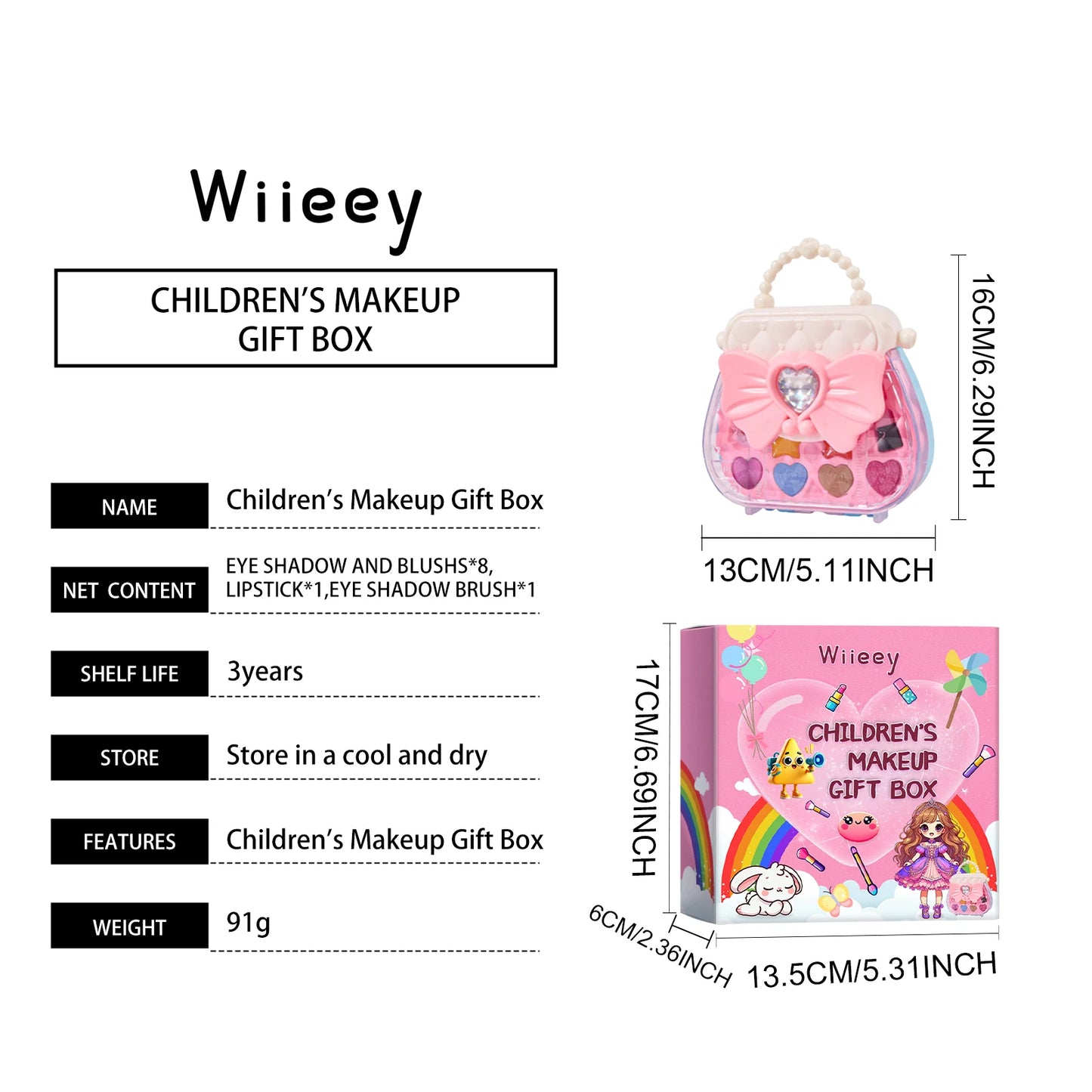 Children's Makeup Gift Box Safe and Non-toxic Princess Makeup Girl Toy Set Girl Makeup Lipstick Eyeshadow Makeup Set Gift Box