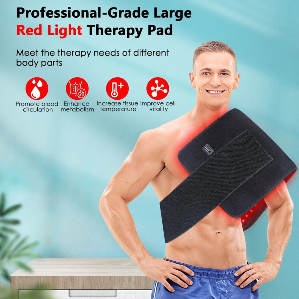 Red Light Therapy Pad Infrared Light LED Therapy Pad 31.6x11.8inch Lumbar Back Belt For Body Back Waist Knee Joint Pain Relief
