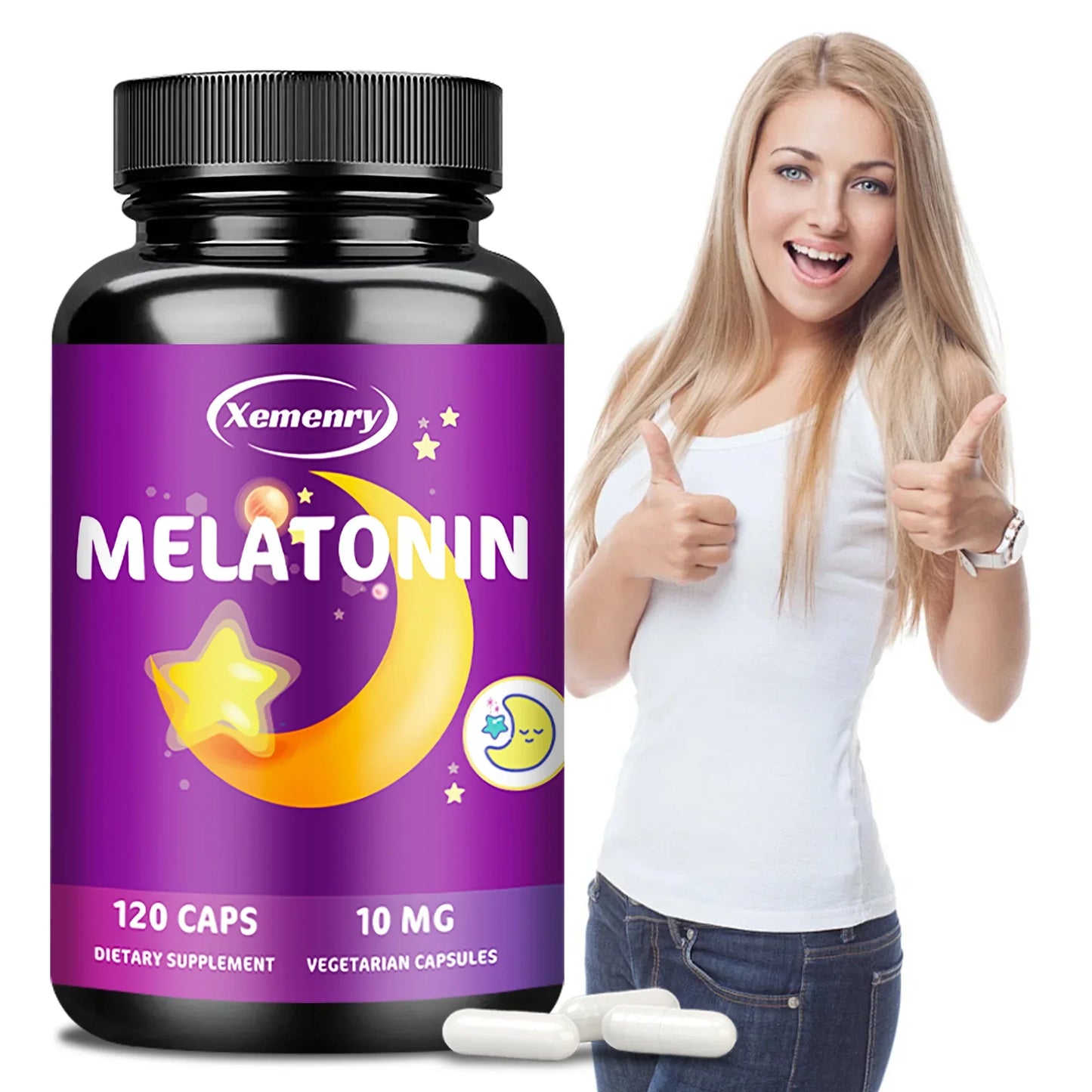Melatonin Capsules - Supports Natural Sleep, Relieves Irritability, and Promotes Physical and Mental Relaxation - 120 Capsules