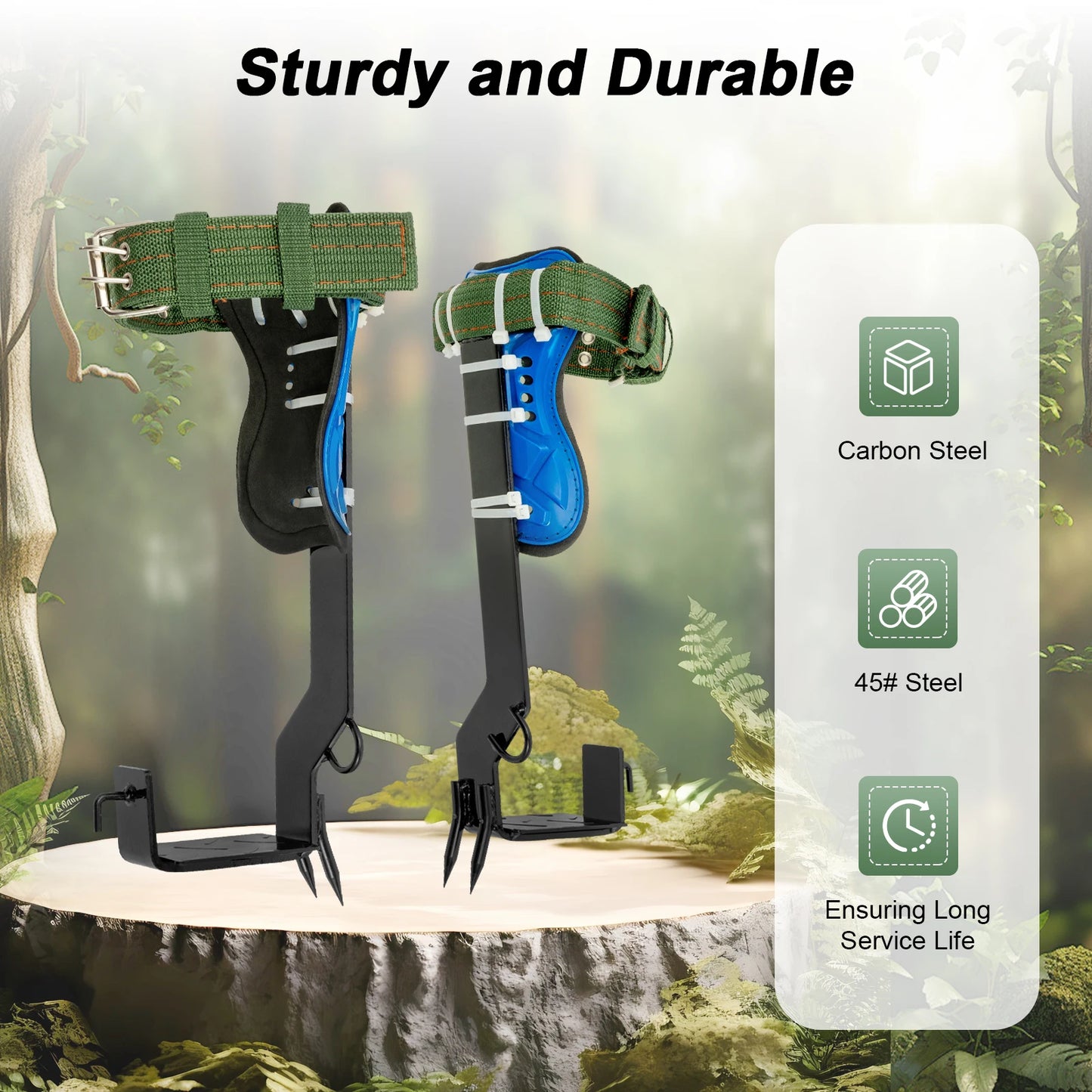 Tree Climbing Spike Set Portable Piercing Tree Climbing Tool with Safety Belt Load 100kg for Climbing Logging Picking Hunting
