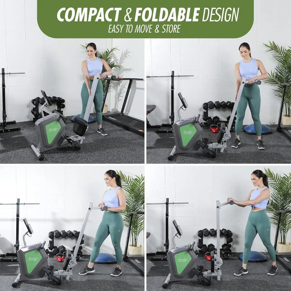 Rowing Machine Bluetooth Compact Foldable Magnetic Rower with Fitness APP