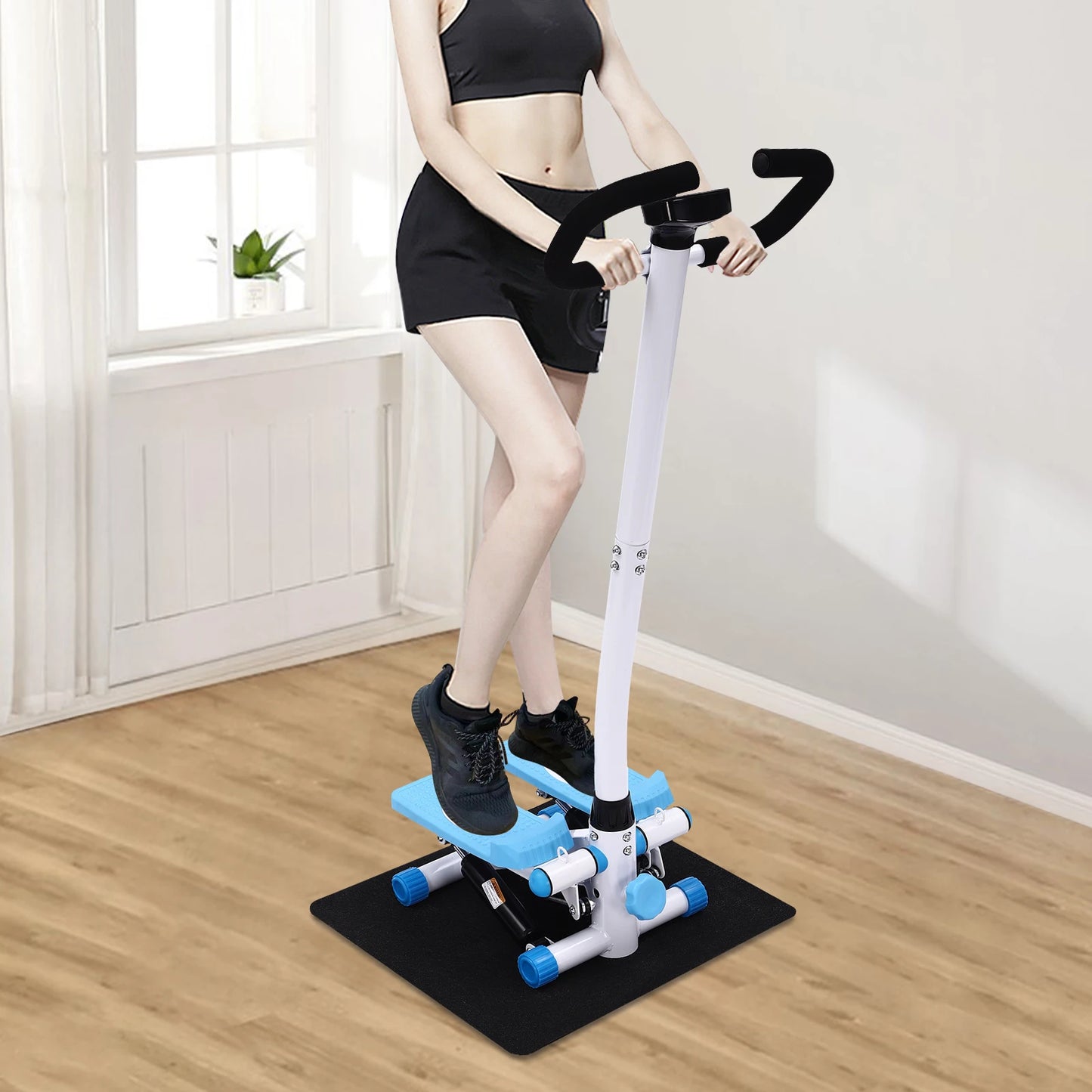 Fitness Stepper Exercise Stepping Machine Fitness Stepper With Handlebars, Adjust the Movement Height Via the Knob