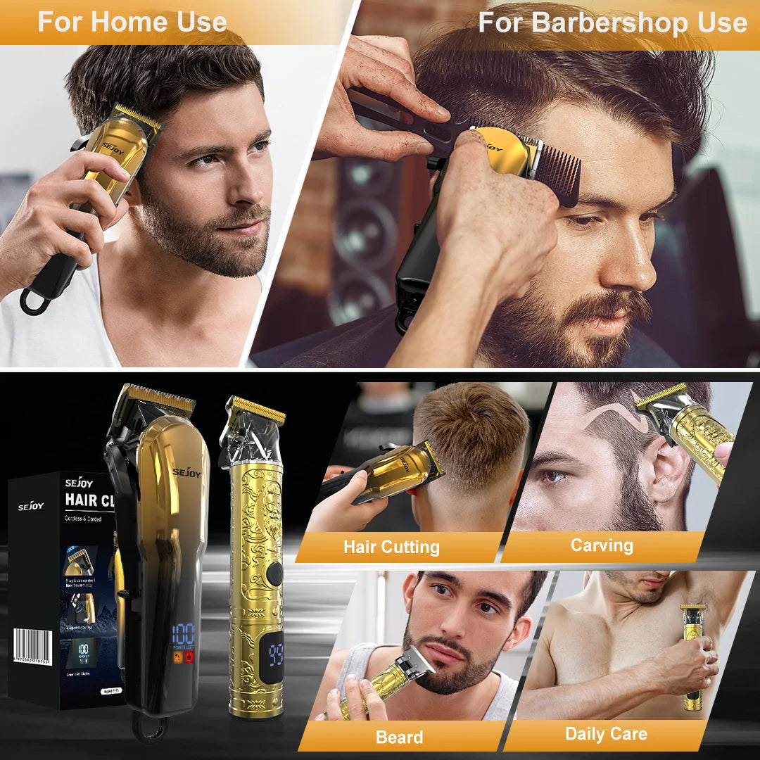 Professional Combo Kits For Men Adjustable Speeds Hair Clipper Rechargeable Electric Hair Trimmer Set for Barber
