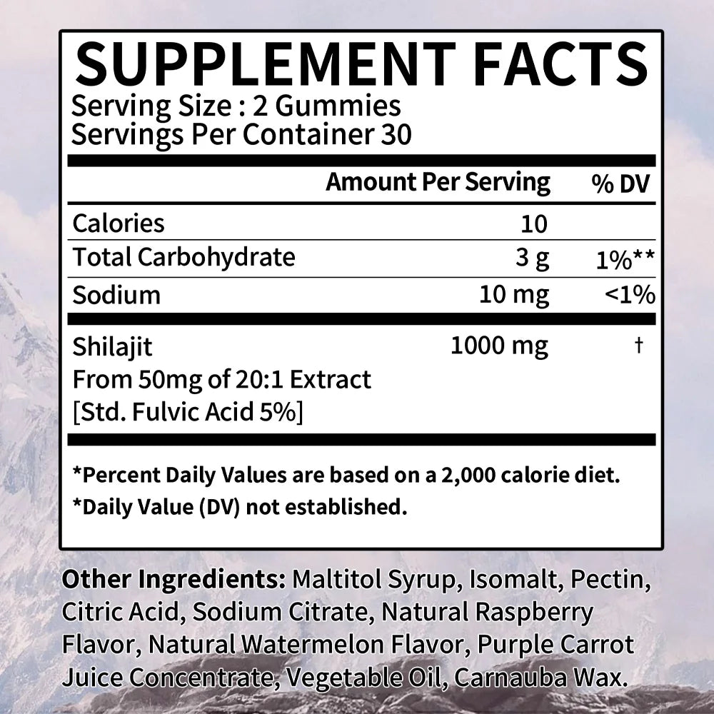 Shilajit Gummies - Stress relief, brain health, balance blood pressure, blood sugar and anti-aging, urinary tract problems.