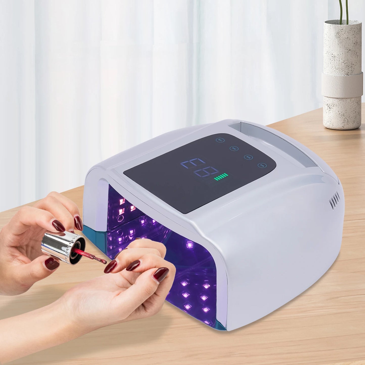 Nail Dryer 96W 42-Bead Professional Rechargeable UV LED Portable Cordless Nail Lamp Machine with Removable Stainless Steel