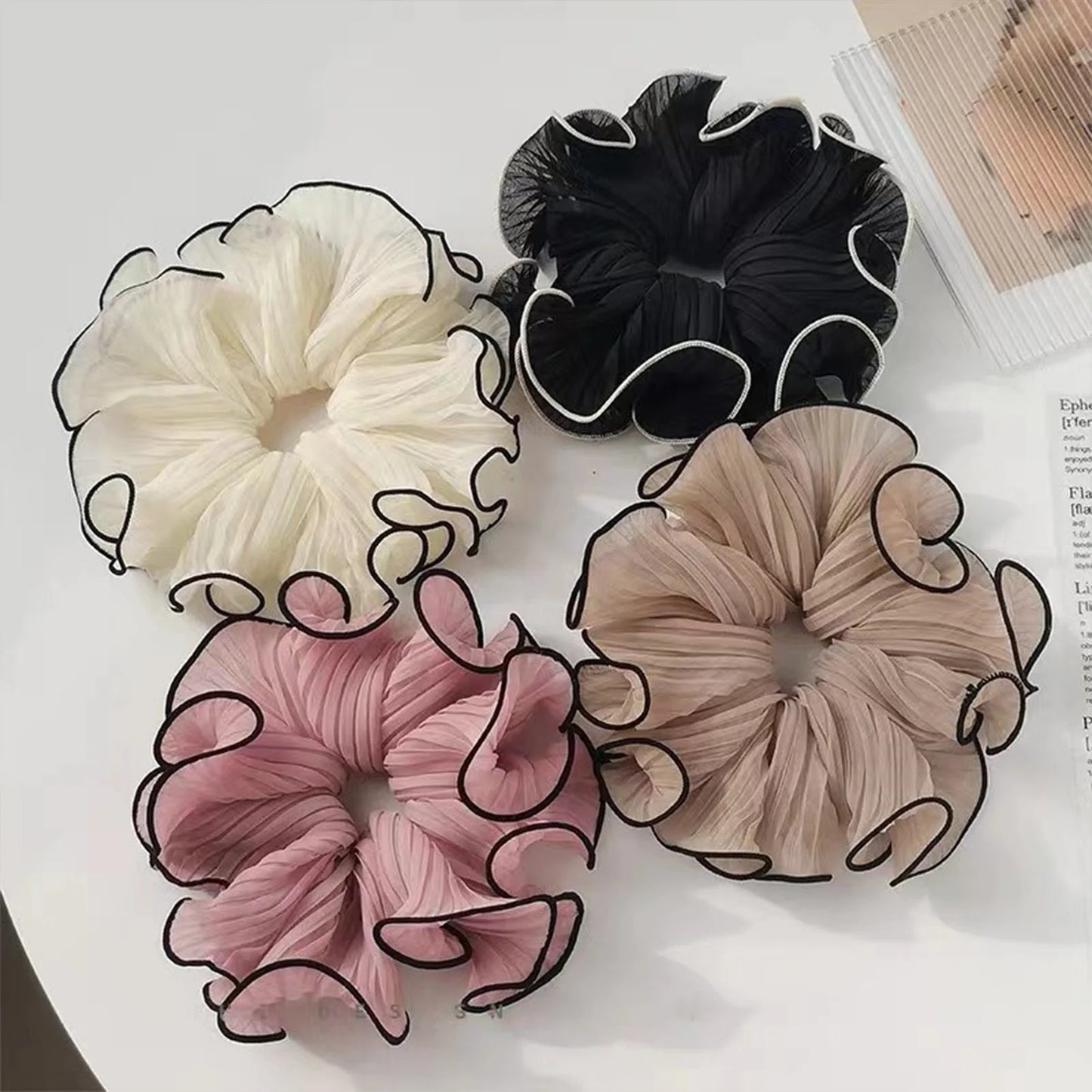 4PCS Elastic Headband Vintage Chiffon Scrunchies Scrunchy Large Intestine Hair Rings Girls Hair styling Accessories