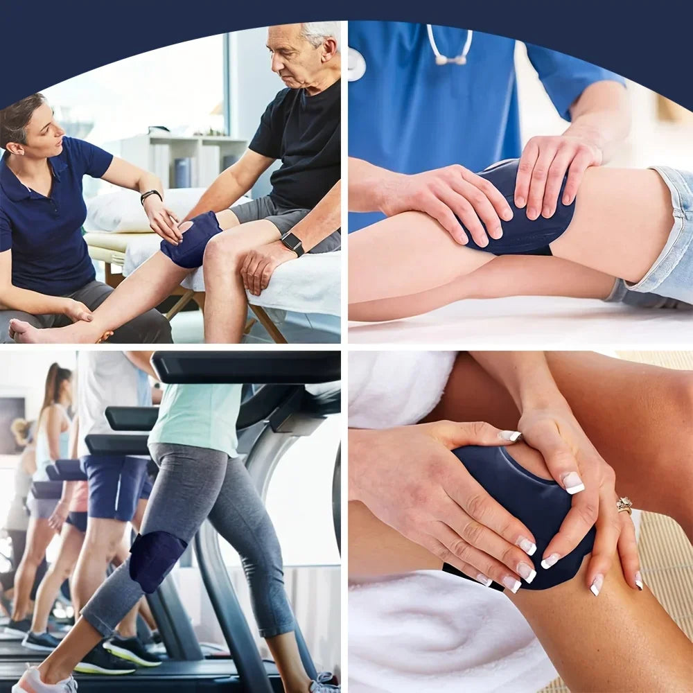 1/2pcs Gel Knee Ice Pack, Dual Temperature Hot and Cold Therapy, Reusable Nylon Compress for Joint Relief, Flexible Strap Design