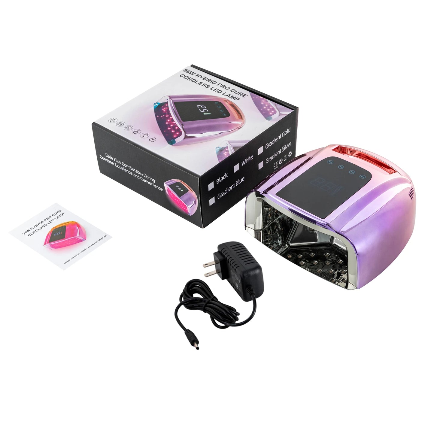 Nail Dryer Professional Rechargeable 96W 42-Bead UV LED Portable Cordless Gel Nail Lamp Machine with Removable Stainless Steel