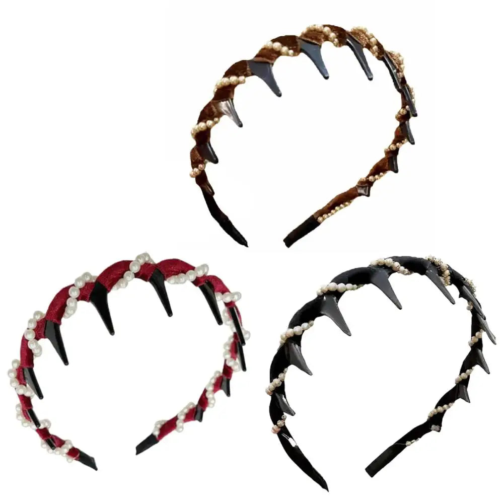 Vintage High Cranium Artificial Pearl Hairband 2025 New Elegant Pearl Headbands For Women Girl Rhinestones Hair Accessories