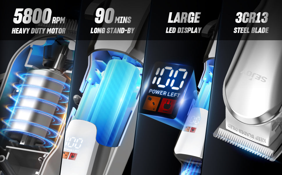 Men's Hair Trimmer Multifunction Hair clippers for Body Head Hair Electric Beard Trimmer Shaver Rechargeable Grooming Kit