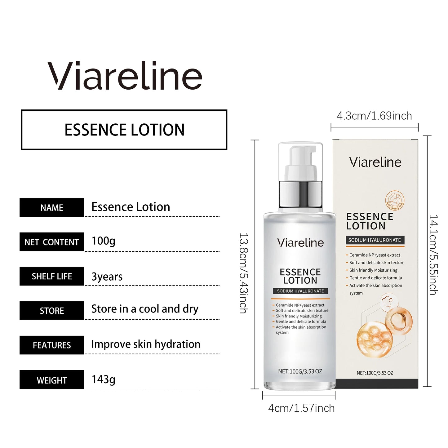 Viareline Moisturizing Facial Serum Set Nicotinamide Hyaluronic Acid Brighten Skin Facial Tighten Reduce Wrinkles Soften Serum