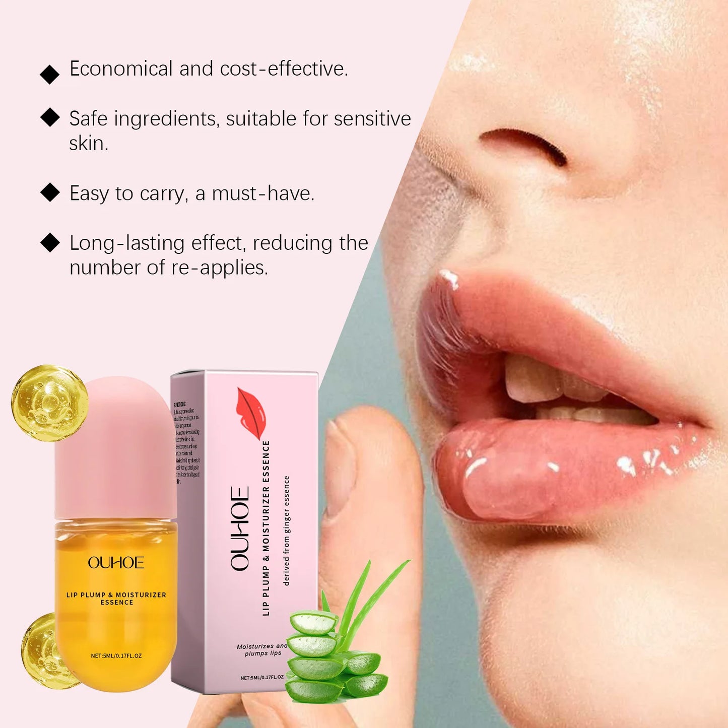 Ouhoe 5ml Long Lasting Lip Plumper Oil Instant Volumising Reduce Melanin Dead Skin Repair Dry Brightening Lip Color Lipgloss Oil