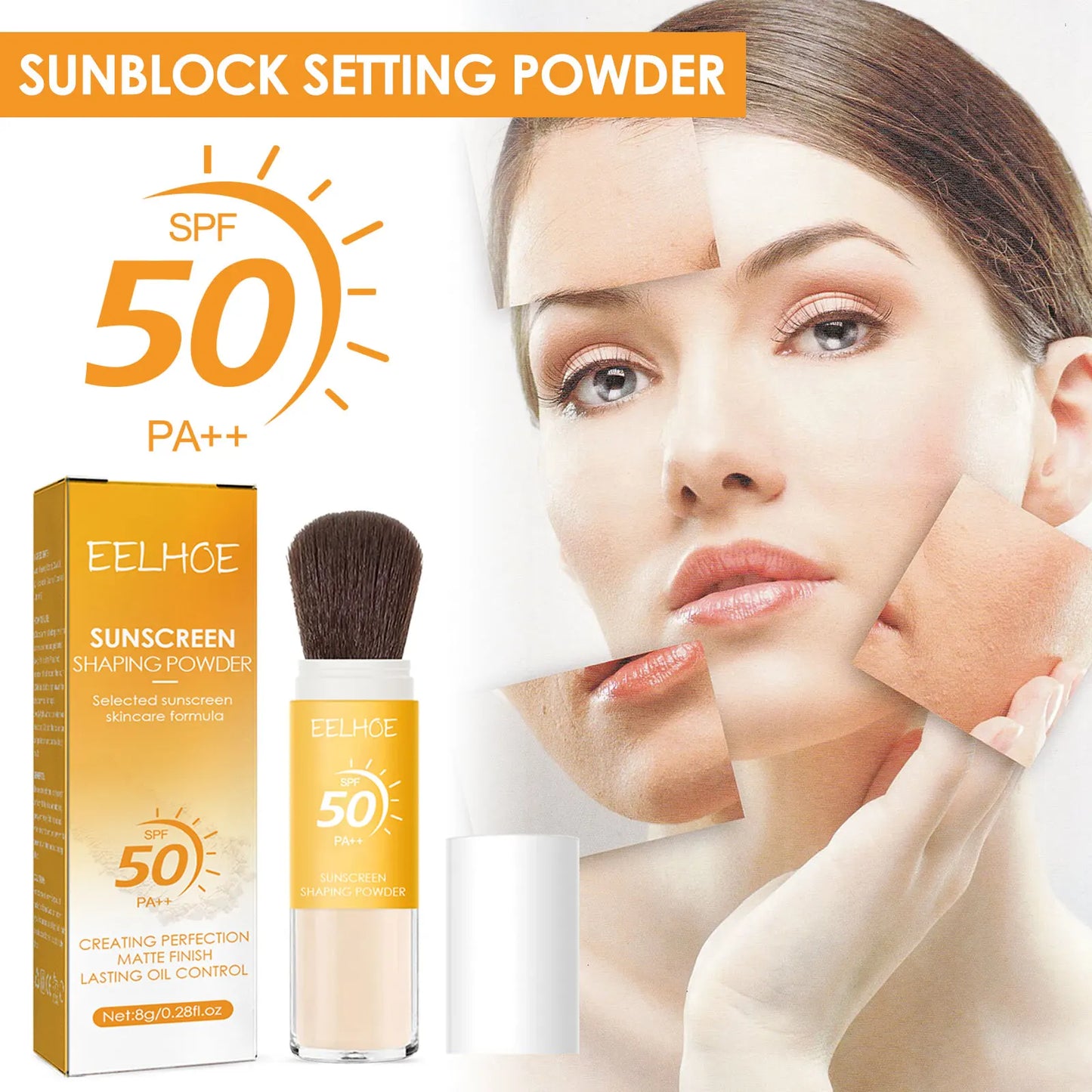 Spf50 Sunscreen Loose Powder Makeup Setting Matte Face Waterproof Invisible Pores Lasting Sunblock Setting Powder