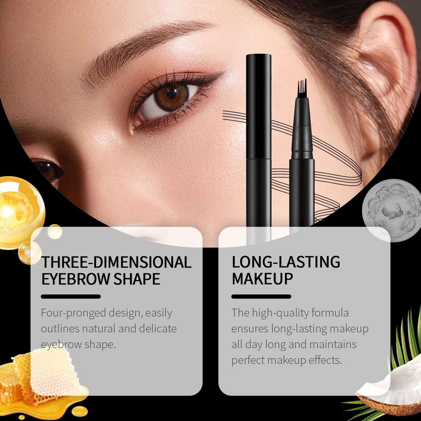 4 Forks Eyebrow Pencil Long Lasting Eye Makeup Waterproof Sweatproof Natural Brown Black Beauty Makeup Eye Brow Pen