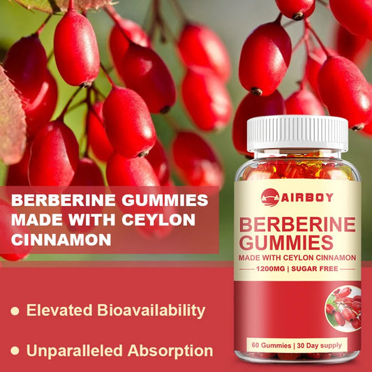 Berberine Gummies - with Ceylon Cinnamon - Support Immune, Heart, Metabolic and Digestive Health - 60 Gummies