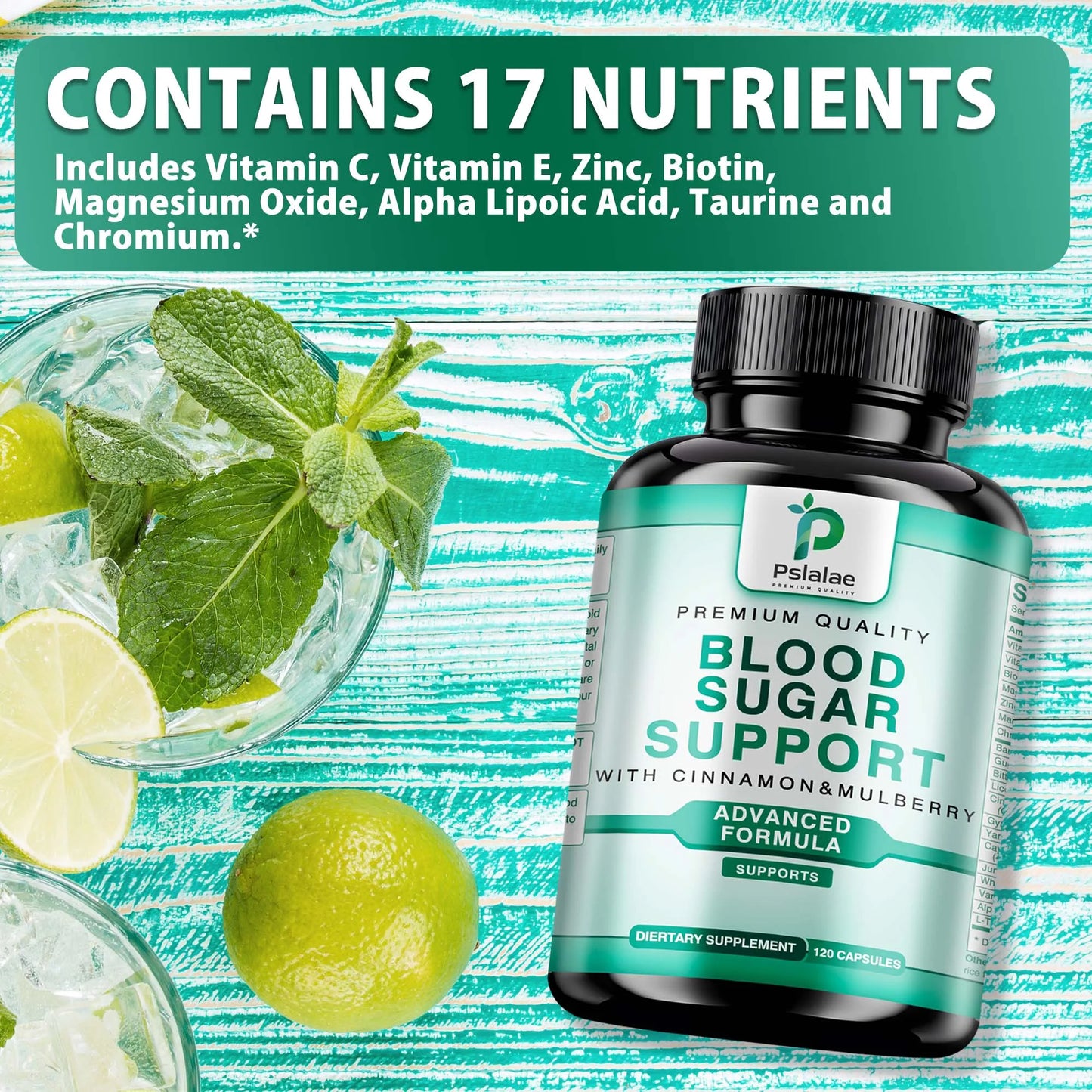 Blood Sugar Support - Controls Blood Sugar Levels, Supports Heart Health, Glucose Metabolism - 120 Capsules