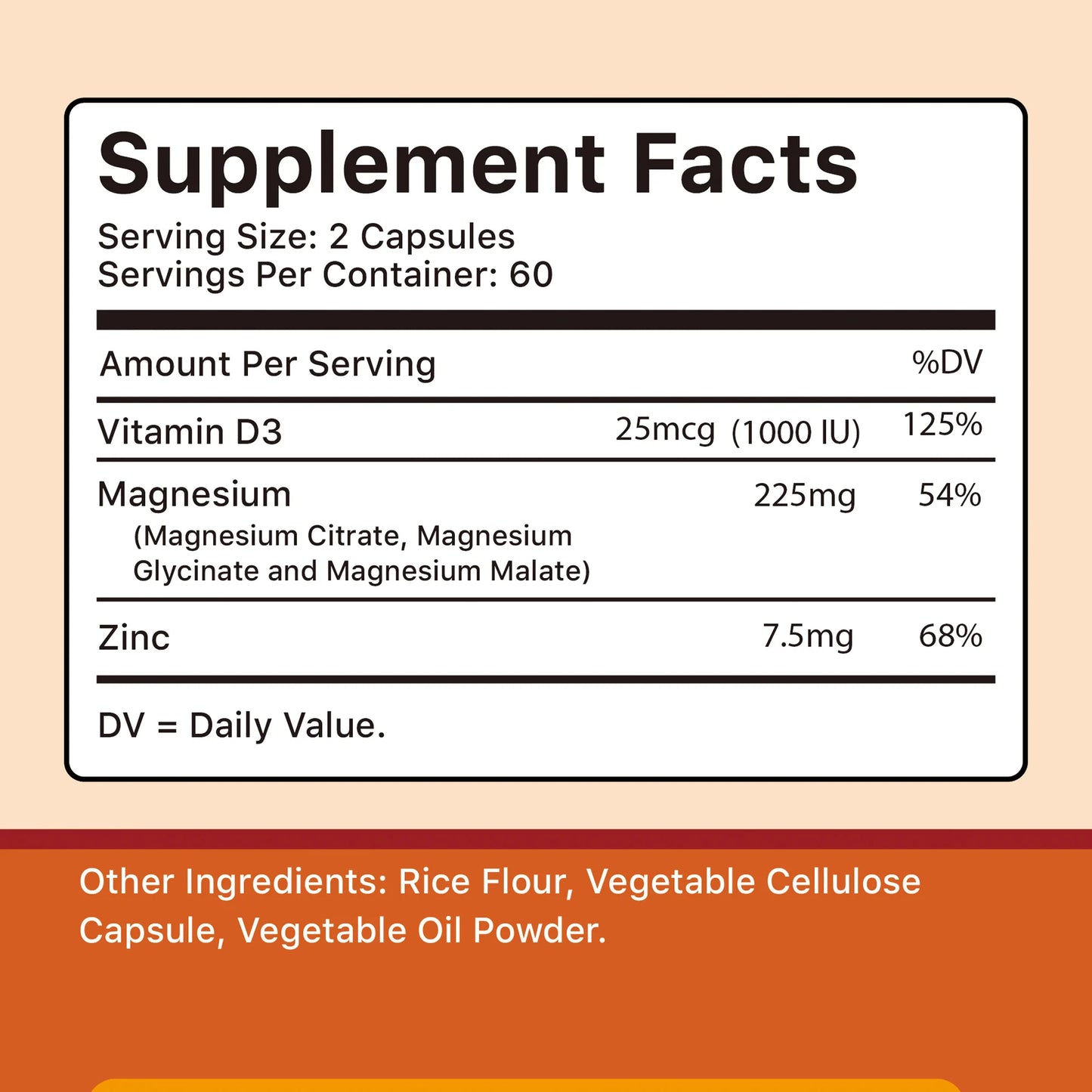 Magnesium with Zinc & Vitamin D3 - for Sleep, Bone, Heart, Immune Support, Relieve Stress and Improve Mood - 120 Capsules