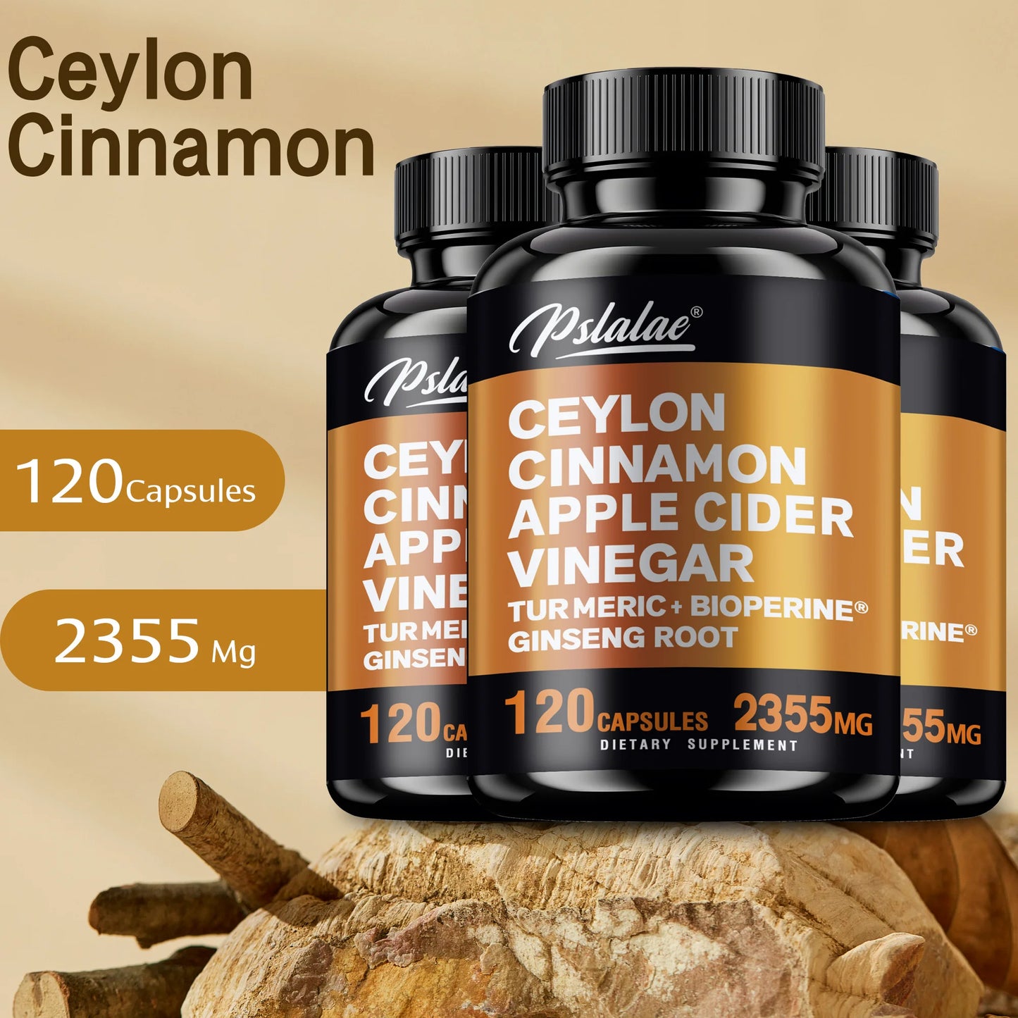 Ceylon Cinnamon Apple Cider Vinegar - Metabolic, Joint, Cognitive and Immune Support, Good for Heart Health - 120 Capsules