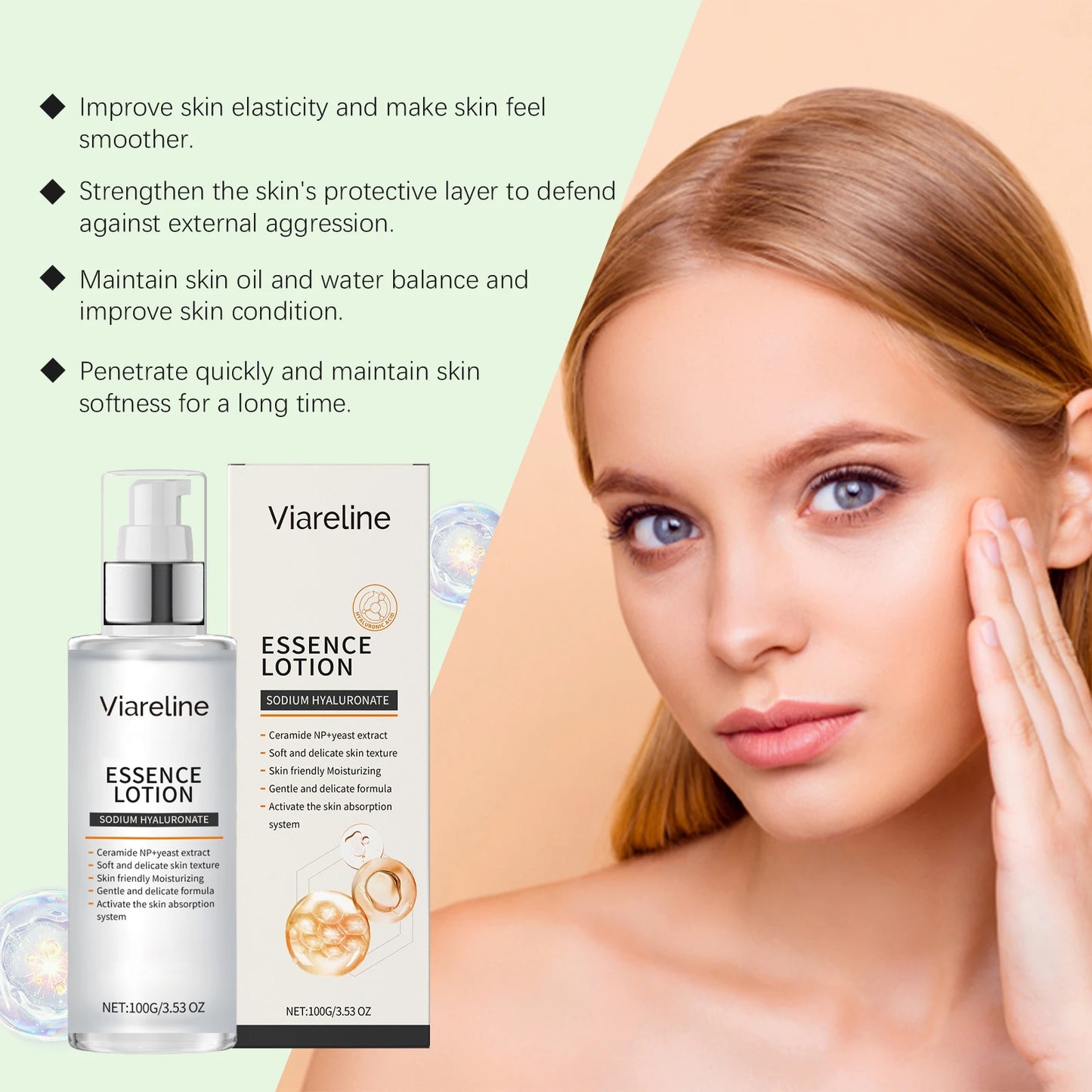 Viareline Moisturizing Facial Serum Set Nicotinamide Hyaluronic Acid Brighten Skin Facial Tighten Reduce Wrinkles Soften Serum