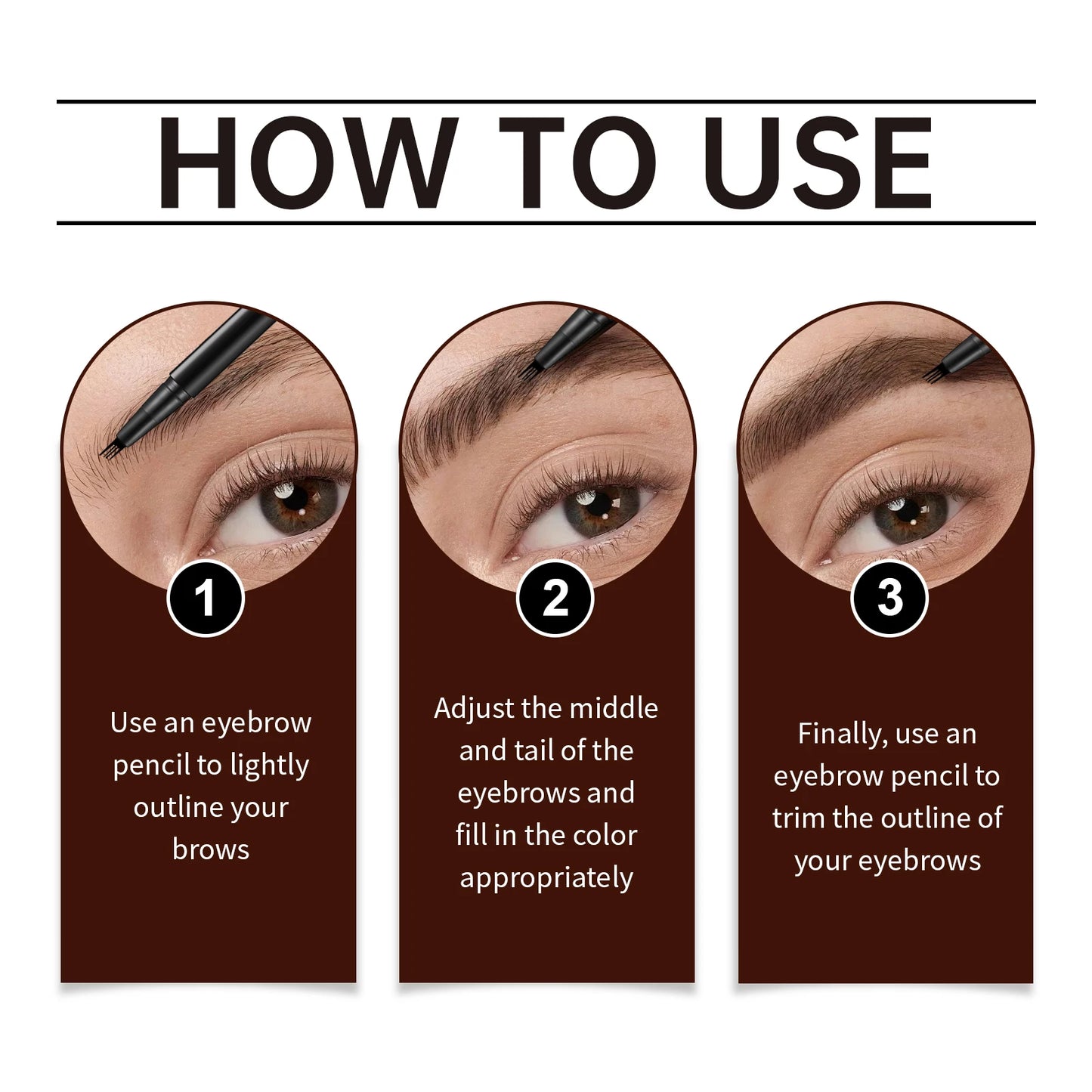 4 Forks Eyebrow Pencil Long Lasting Eye Makeup Waterproof Sweatproof Natural Brown Black Beauty Makeup Eye Brow Pen