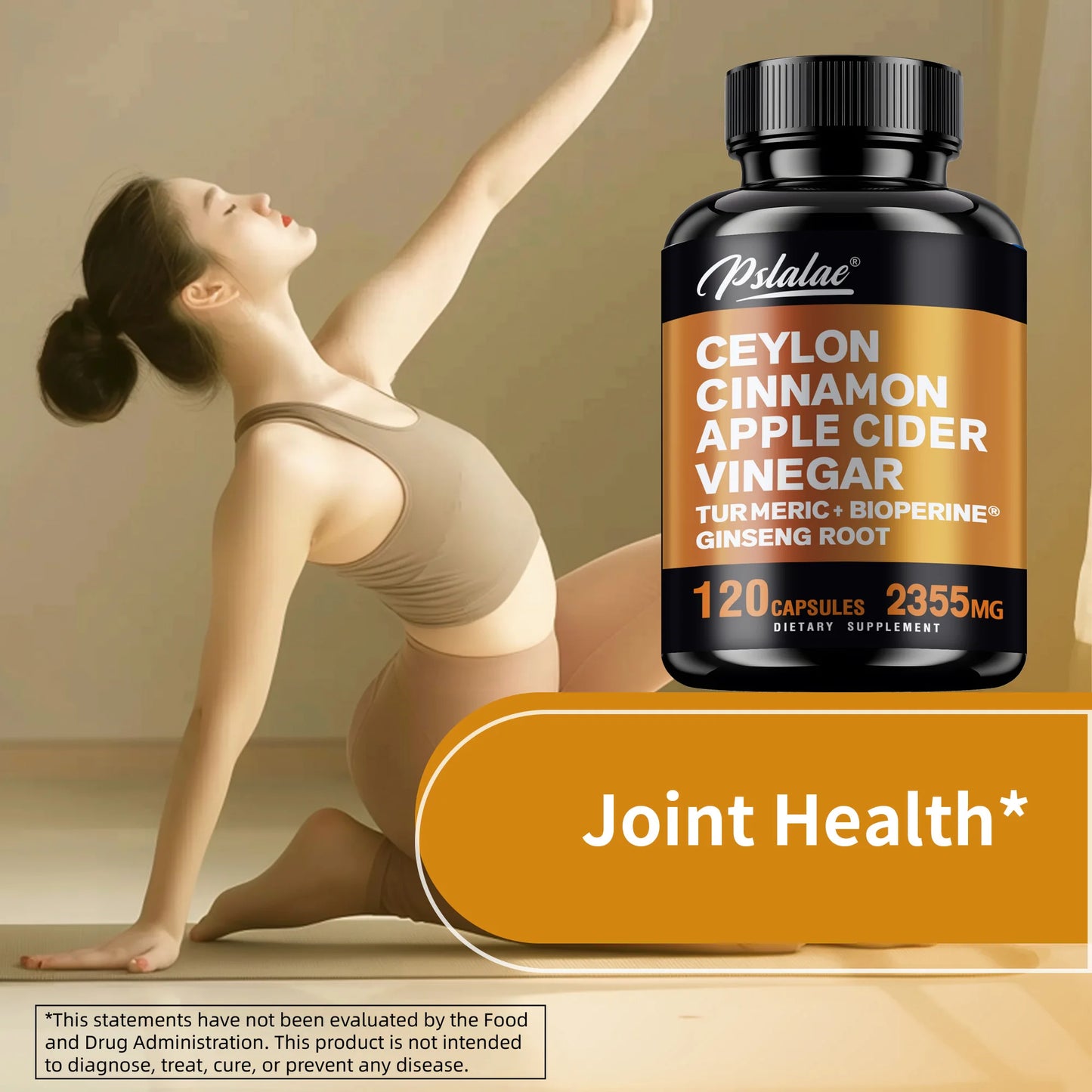 Ceylon Cinnamon Apple Cider Vinegar - Metabolic, Joint, Cognitive and Immune Support, Good for Heart Health - 120 Capsules