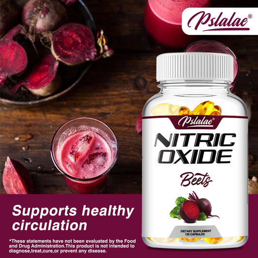 Nitric Oxide Beetroot Supplement – Natural Energy – Supports Heart Health - 120 Capsules