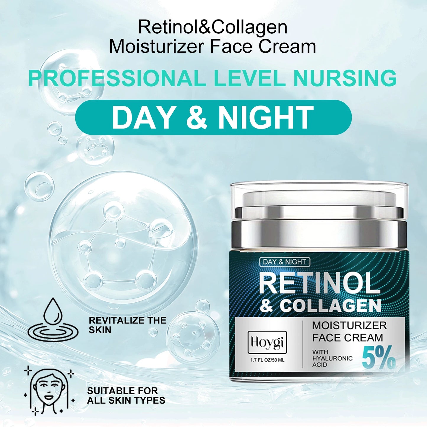Hoygi Retinol Face Care Cream Glowing Remove Wrinkles Moisturizing Enhance Smoothness Non-greasy Brightening Skin Face Cream