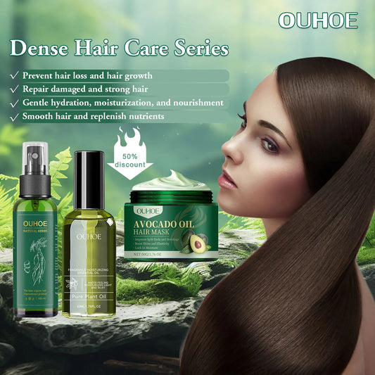 Ouhoe 100ml Ginseng Hair Growth Spray Repair Dry Frizzy Hair Oil Avocado Moisturize Hair Mask Nourish Scalp  Anti Hair Loss Mist