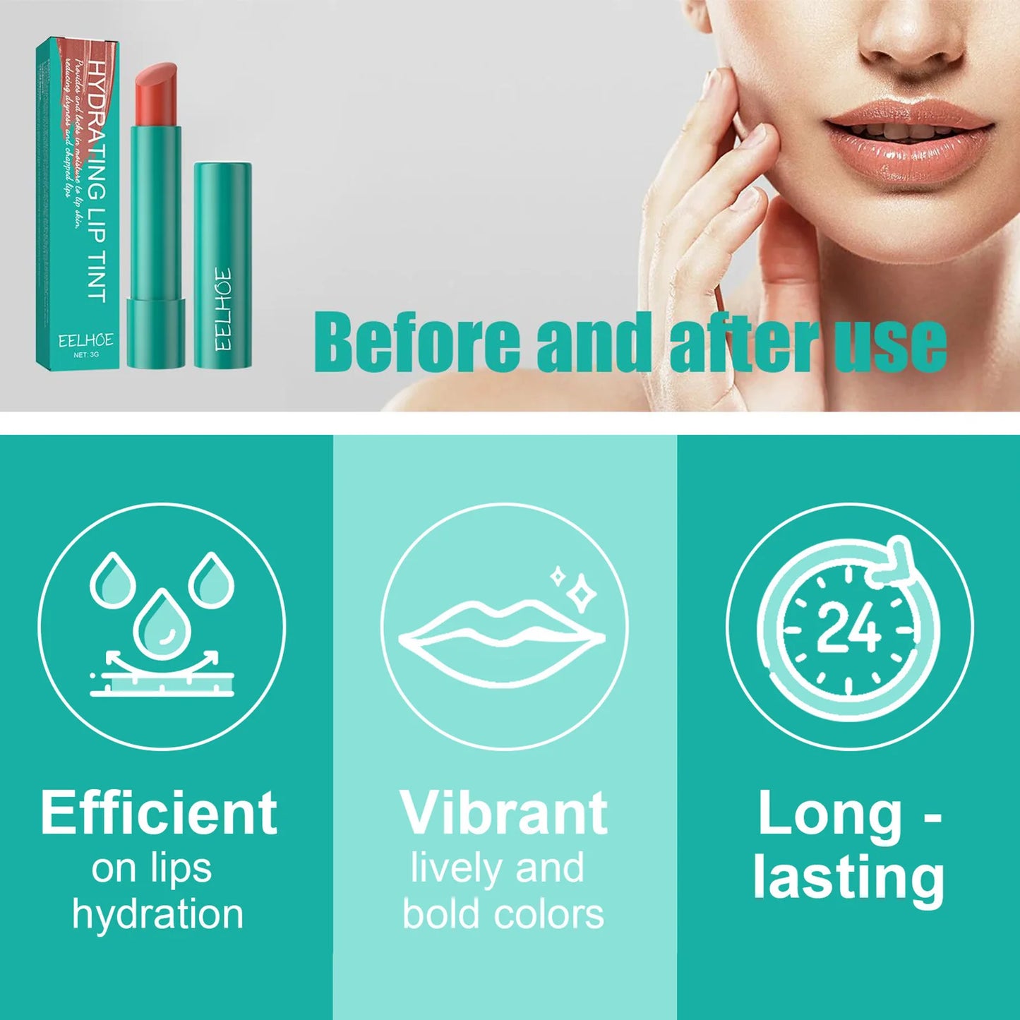 EELHOE Moisture Lip Skin Reduce Dryness Chapped Lips Make Lips Repair Crack Shiny Deeply Moisturizing Smooth Hydrating Lip Tint