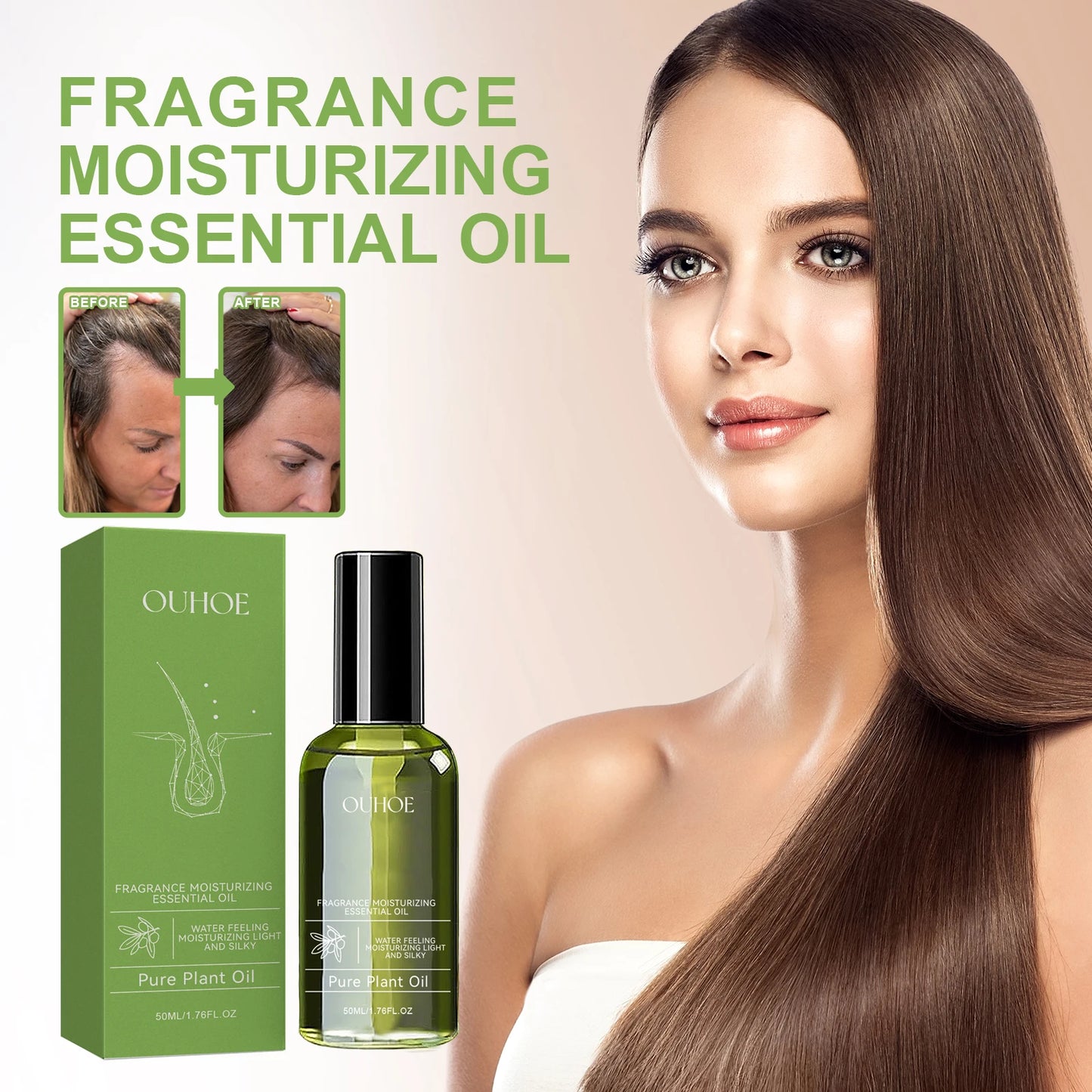 Ouhoe 100ml Ginseng Hair Growth Spray Repair Dry Frizzy Hair Oil Avocado Moisturize Hair Mask Nourish Scalp  Anti Hair Loss Mist