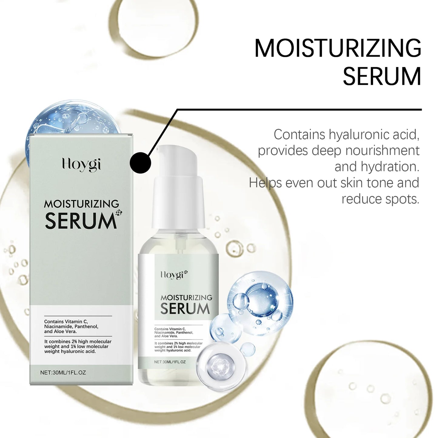 Hoygi 30ml Moisturizing Facial Serum Improve Dullness Fade Melanin Repairing Dry Skin Rejuvenation Hydrating Brighten Face Serum