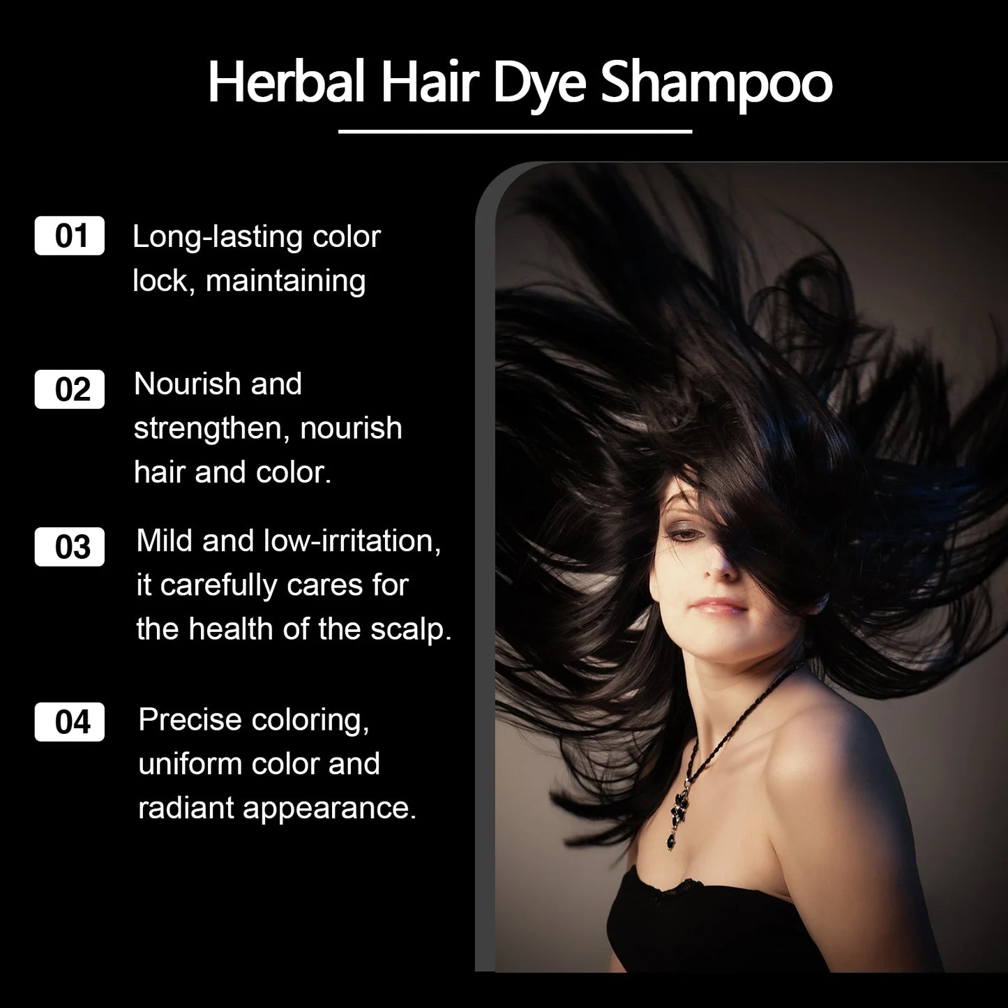 Eelhoe 200ml Herbal Hair Dye Shampoo Natural Black Coloring Cover Gray White Hair Fluffy Oil Control Nourish Hair Dyeing Shampoo