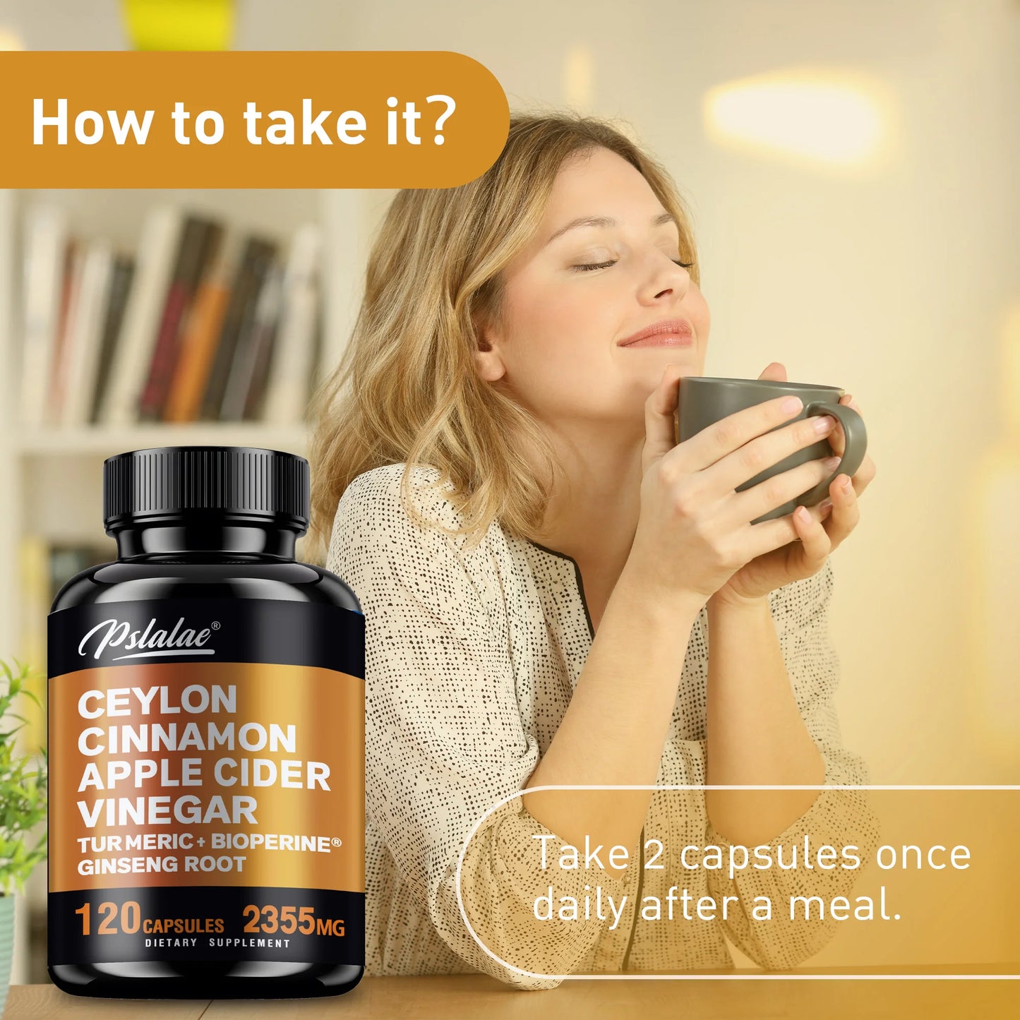 Ceylon Cinnamon Apple Cider Vinegar - Metabolic, Joint, Cognitive and Immune Support, Good for Heart Health - 120 Capsules