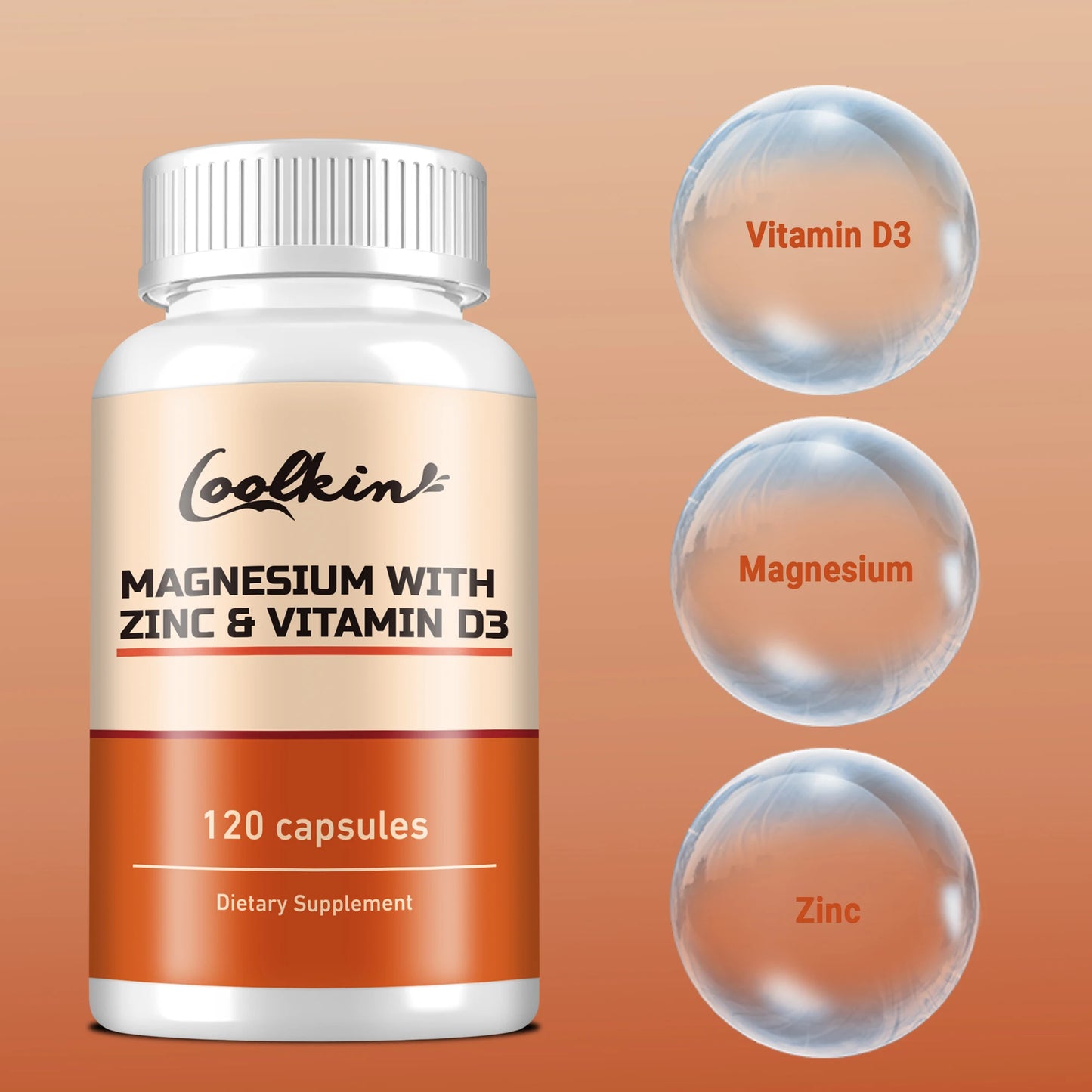 Magnesium with Zinc & Vitamin D3 - for Sleep, Bone, Heart, Immune Support, Relieve Stress and Improve Mood - 120 Capsules