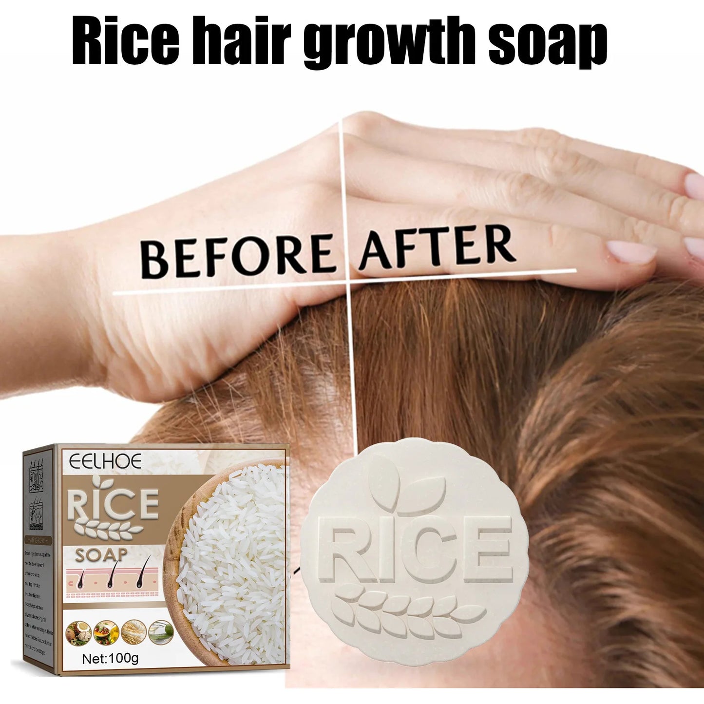 Rice Shampoo Bar Promote Hair Growth Anti Hair Loss Strengthen Hair Roots Scalp Care Dandruff Treatment Volumizing Shampoo Soap