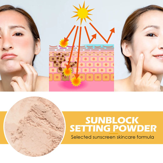 Spf50 Sunscreen Loose Powder Makeup Setting Matte Face Waterproof Invisible Pores Lasting Sunblock Setting Powder