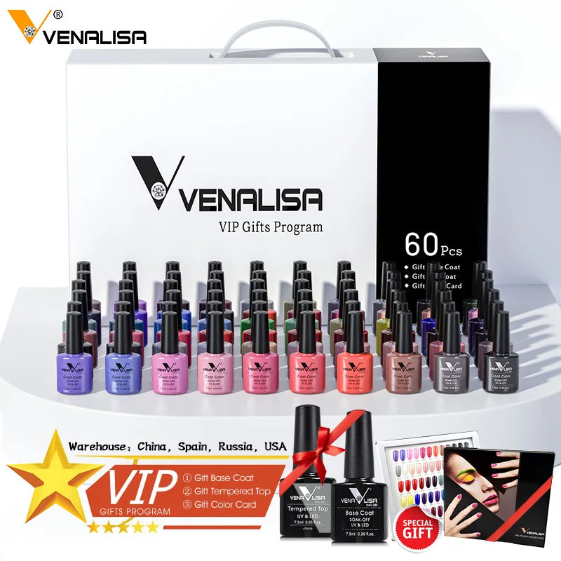 Venalisa New Color VIP Gel Nail Polish Kit Enamel Vernish Color Gel Polish for Nail Art Design Whole Set Nail Gel Learner Kit