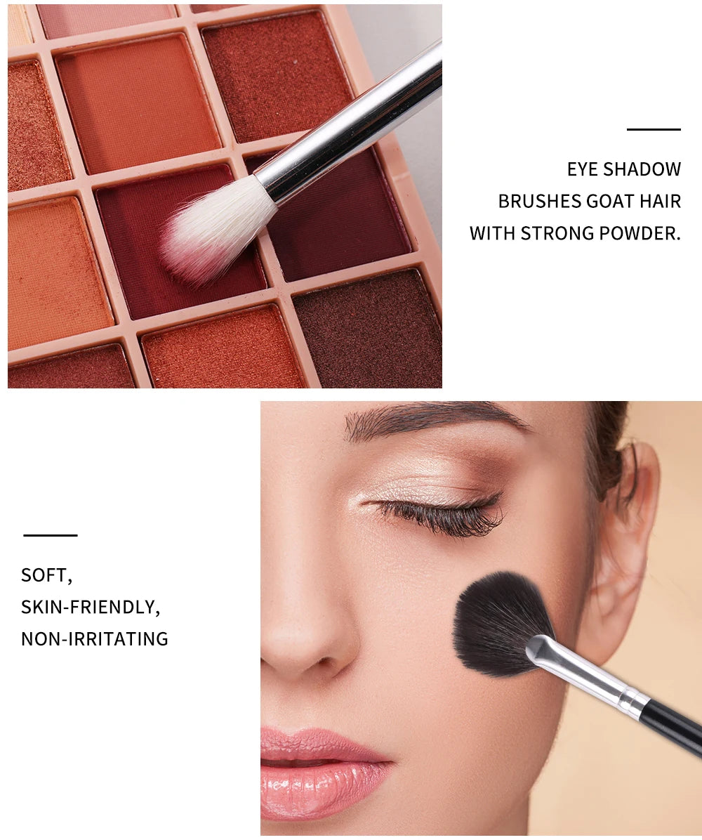 Goat Makeup Brush Set Eyeshadow Makeup Brushes Professional Foundation Blending Eyebrow Fan Blush brosse maquiagens