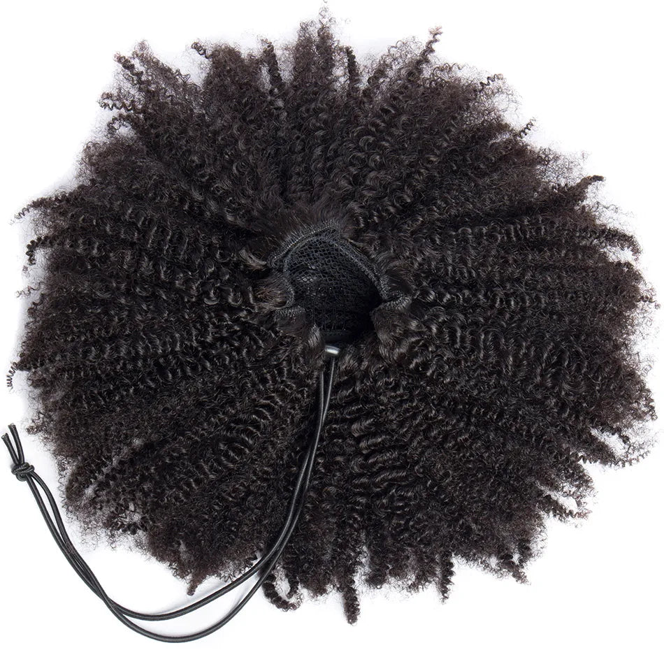 Mogolian Afro Kinky Curly Drawstring Ponytail Human Hair Extensions 4B 4C Remy 10-28inch Long Clip In Ponytail Extension