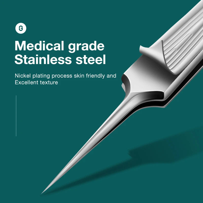 Ingrown Hair Tweezers Needle Nose Pointed Tips Eyebrows Tweezers For Splinters Blackhead Removal Acne Clip Extractor