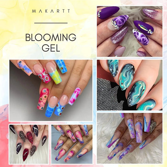 Makartt  Clear Blooming Gel, 15ml Soak Off Nail Lamp Gel Nail Polish Glossy Finish Long Lasting for Home Nail DIY Manicure