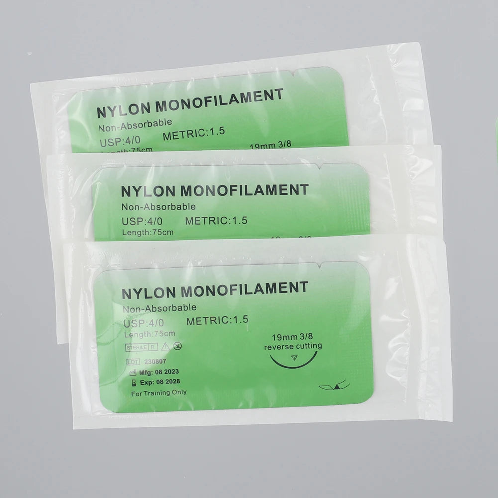 4/0 Monofilament Needle Suture Nylon Silk Surgical Simulation Suture Non-injured for Medical Students Education